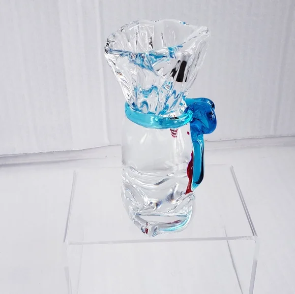 Authentic Murano Art Glass Fish In A Bag Paperweight with Original